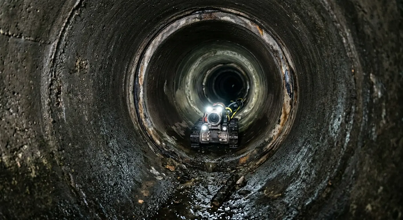 Robotic sewer camera inspecting pipe interior for Sewer Line Repair in Taneytown